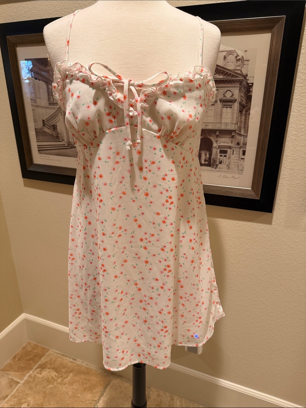 wild fable White Chemise with Coral Floral Print